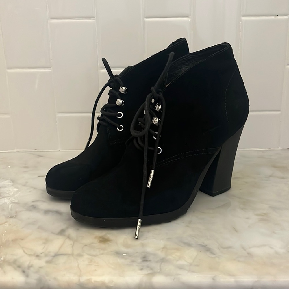 All black heeled boots